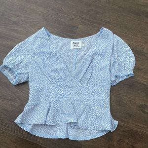Blue and white blouse